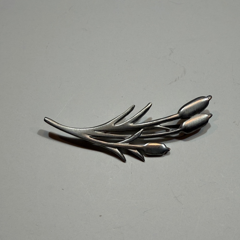 Lovell Designs Windswept Cattails Pewter Pin
